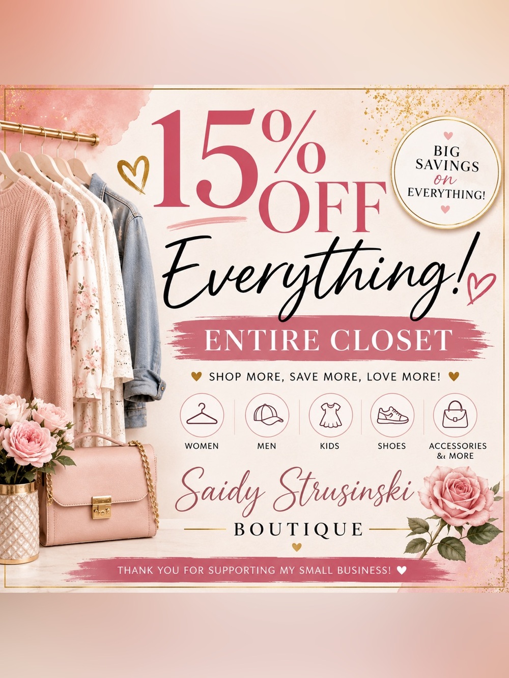 15% OFF My Entire Closet